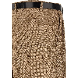 Beige Viscose Casual Pants