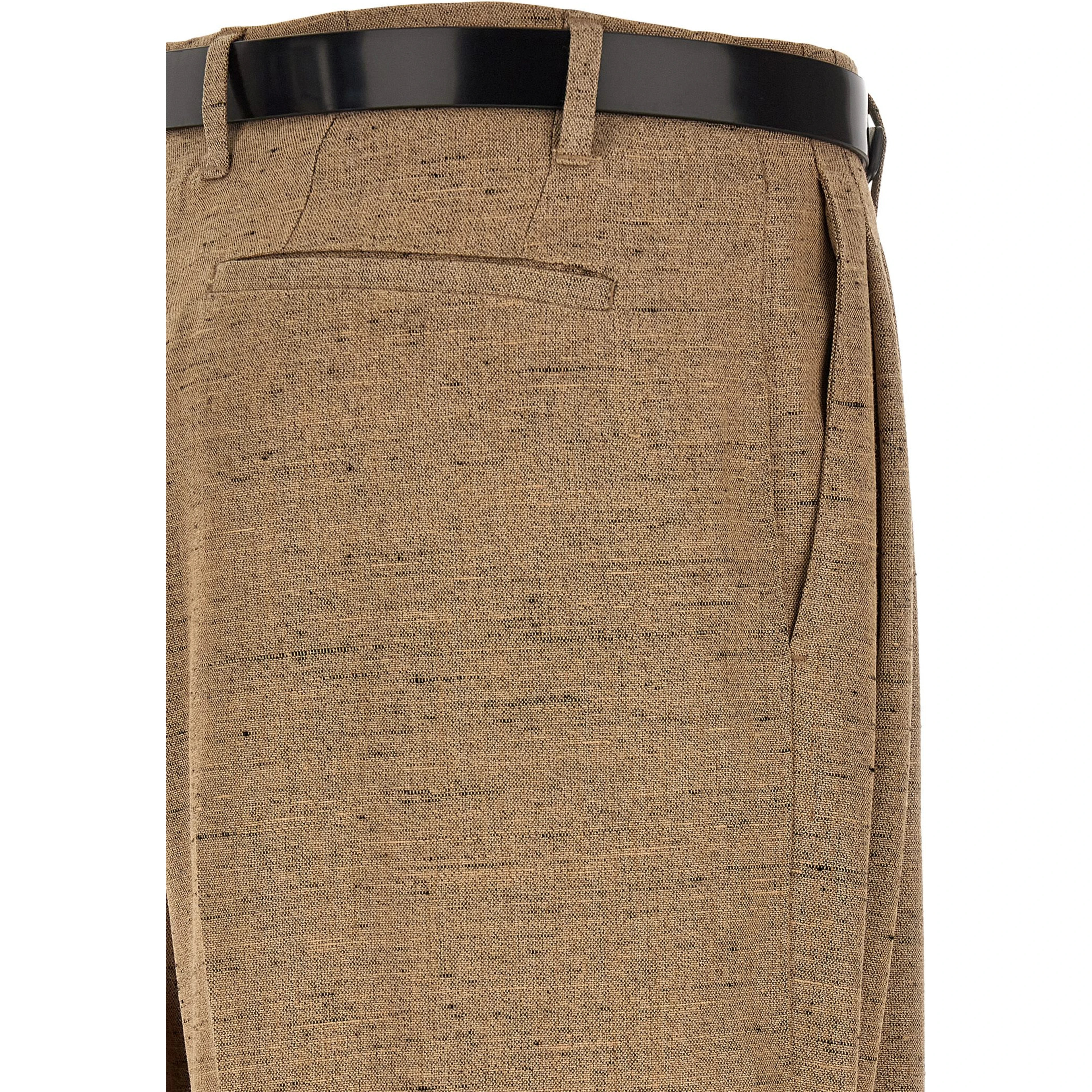 Beige Viscose Casual Pants