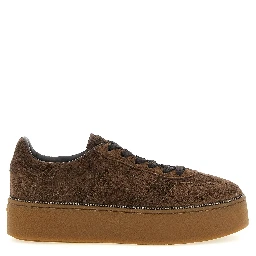 Brown Calfskin Platform Sneakers