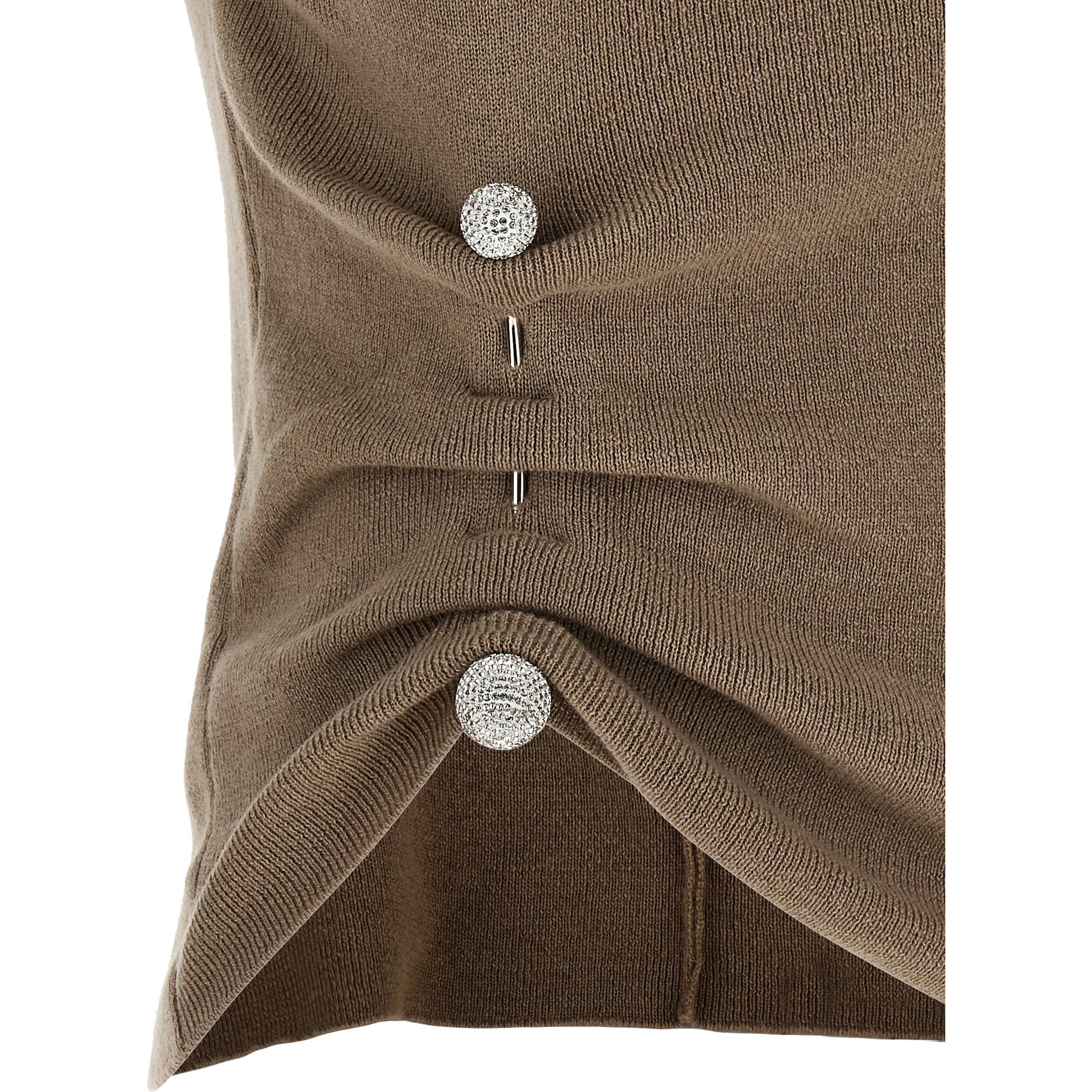 Beige Virgin Wool Sleeveles T-Shirt