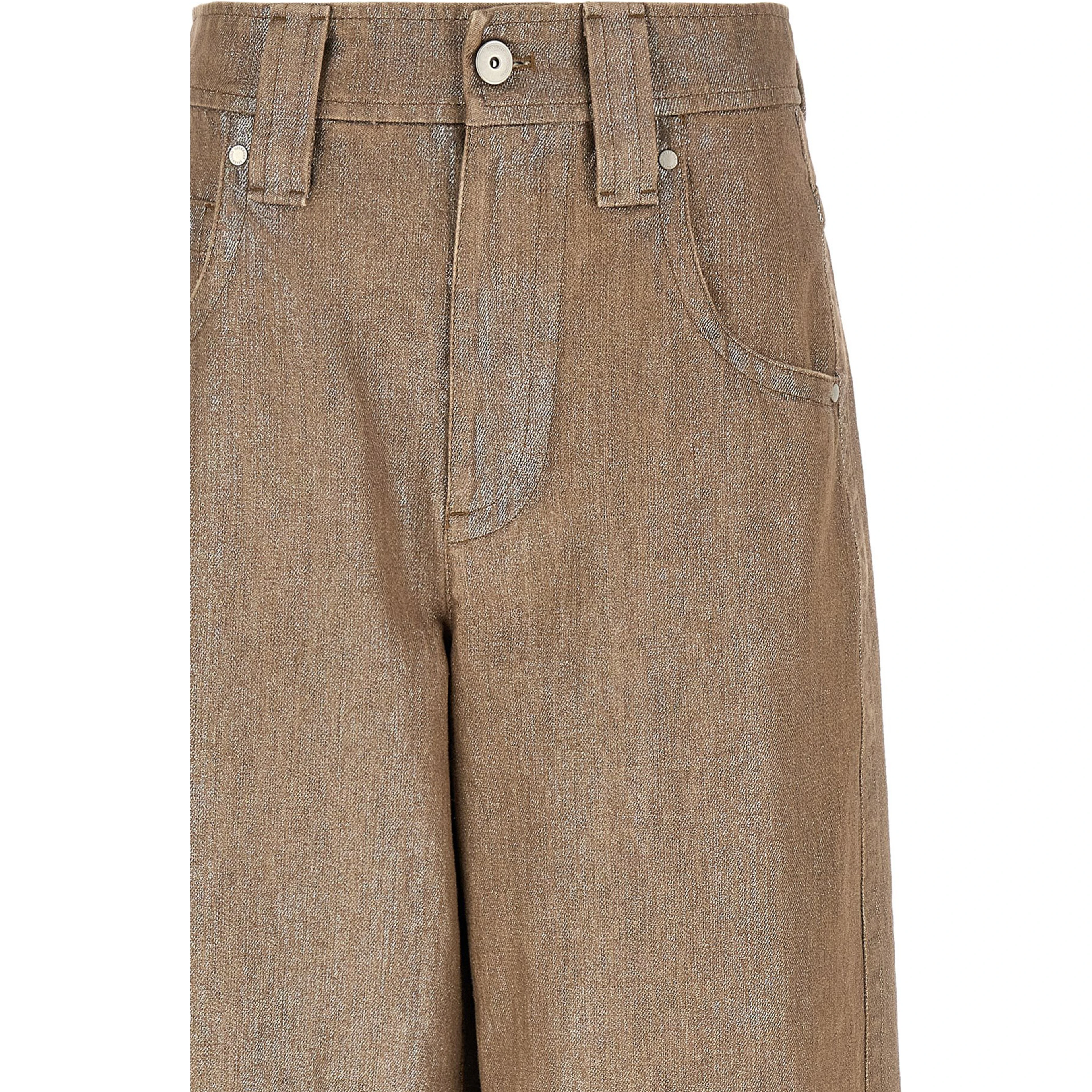 Beige Cotton Relaxed Fit Jeans