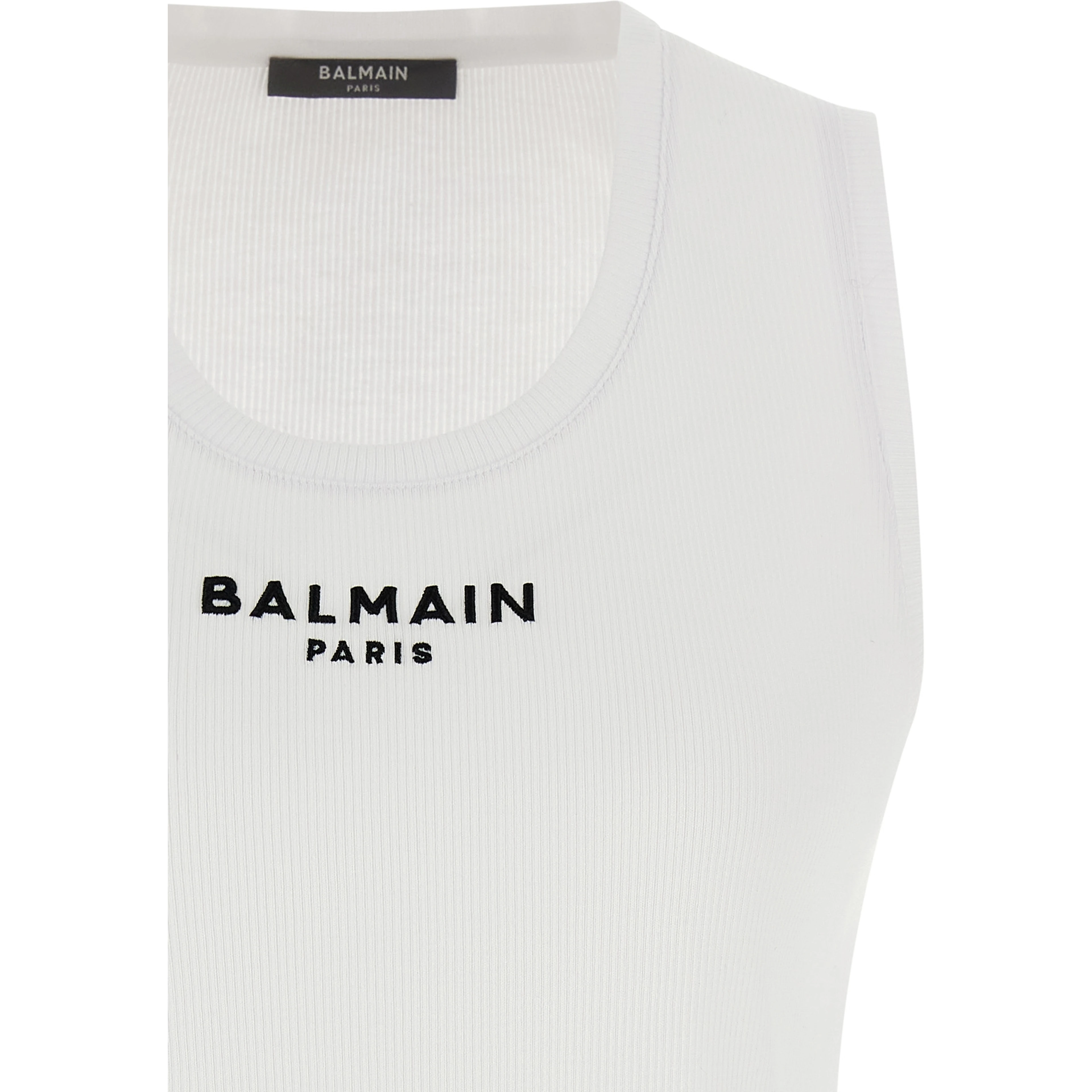 White Cotton Sleeveles T-Shirt