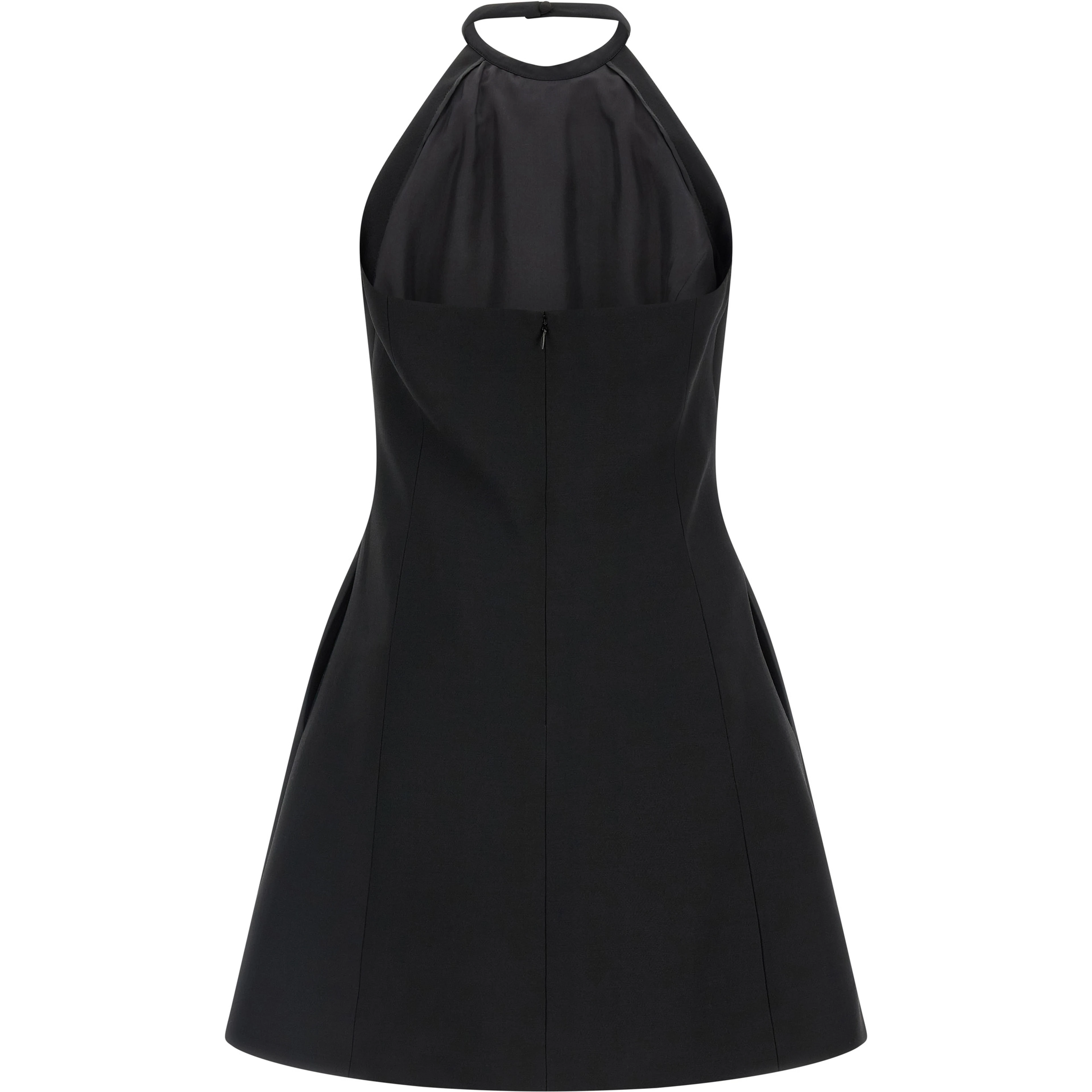 Black Virgin Wool Short Dress