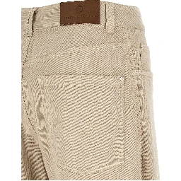 Beige Cotton Relaxed Fit Jeans