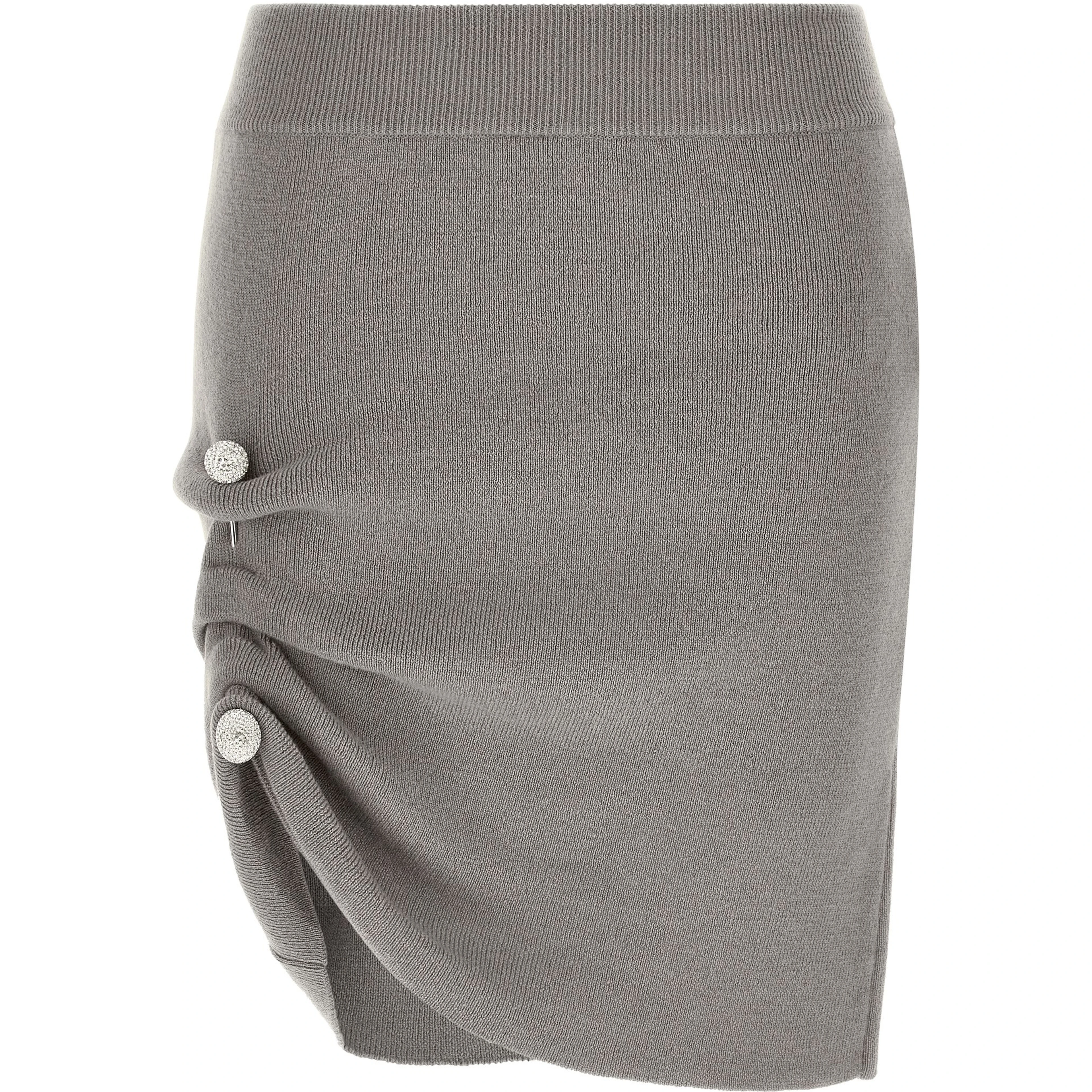 Gray Virgin Wool Long Skirt