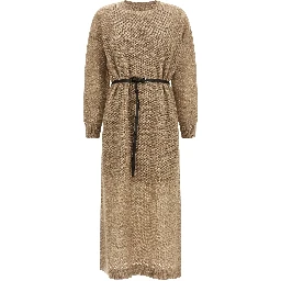 Beige Wool Midi Dress