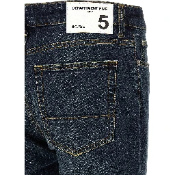 Blue Cotton Straight-Leg Jeans