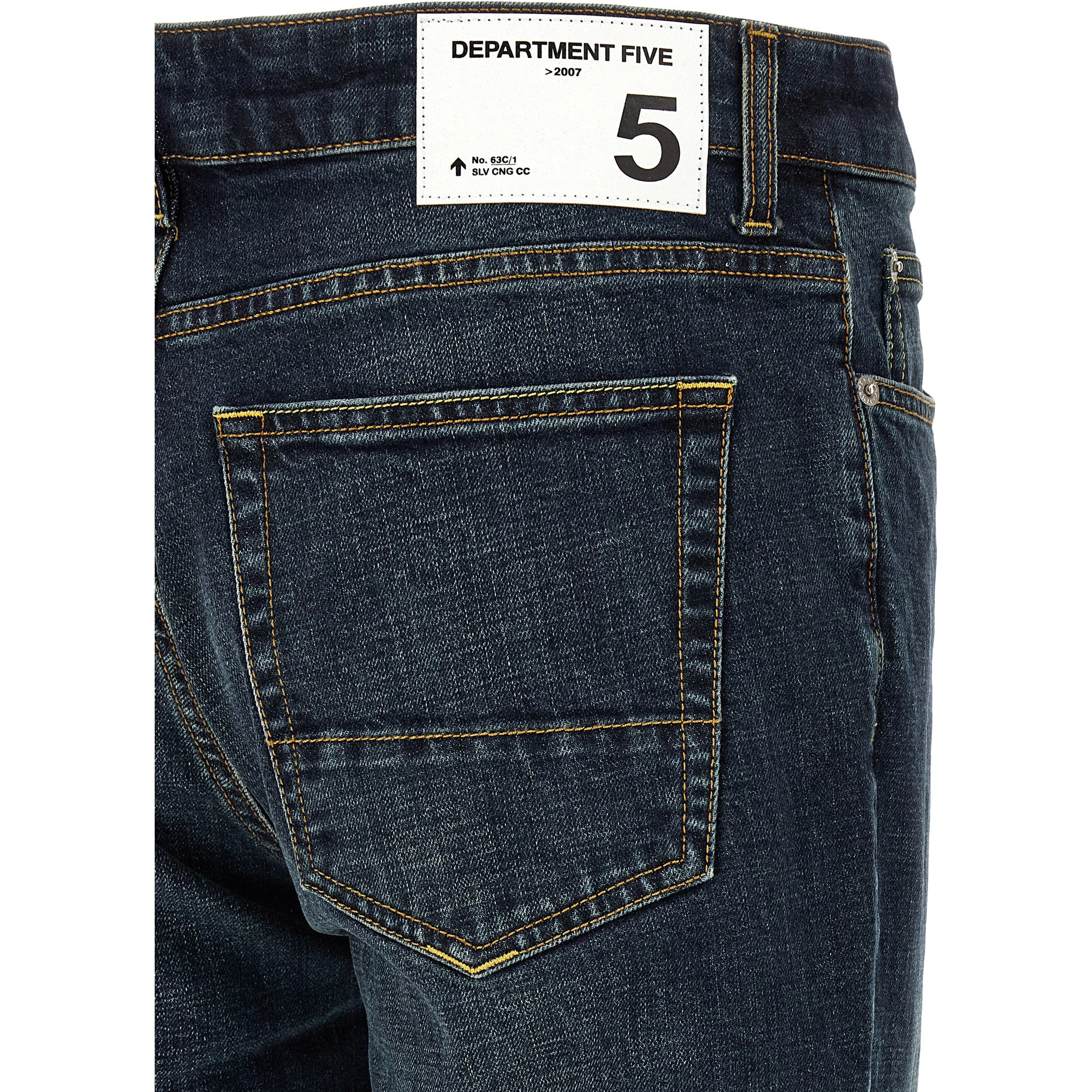 Blue Cotton Straight-Leg Jeans