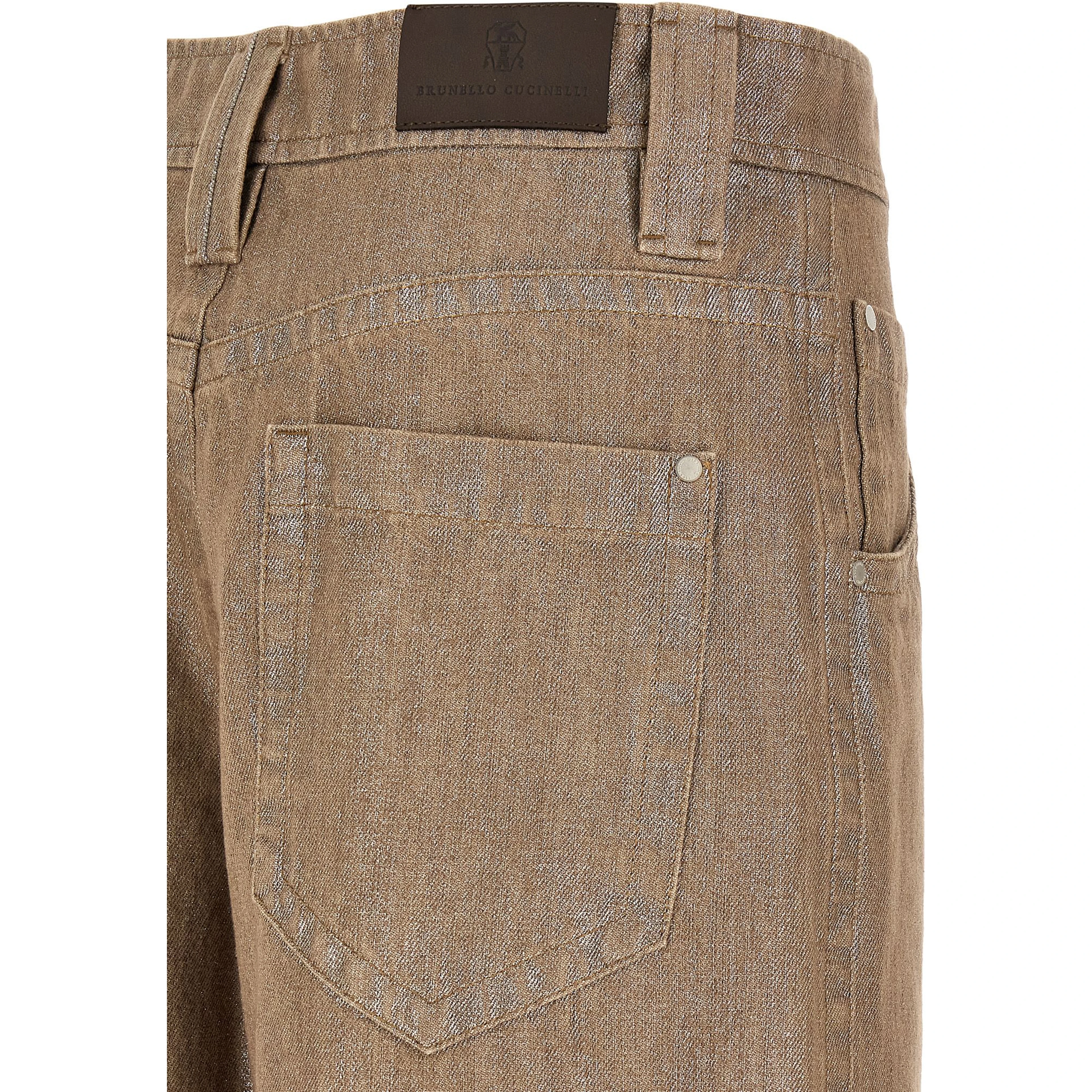 Beige Cotton Relaxed Fit Jeans