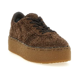 Brown Calfskin Platform Sneakers