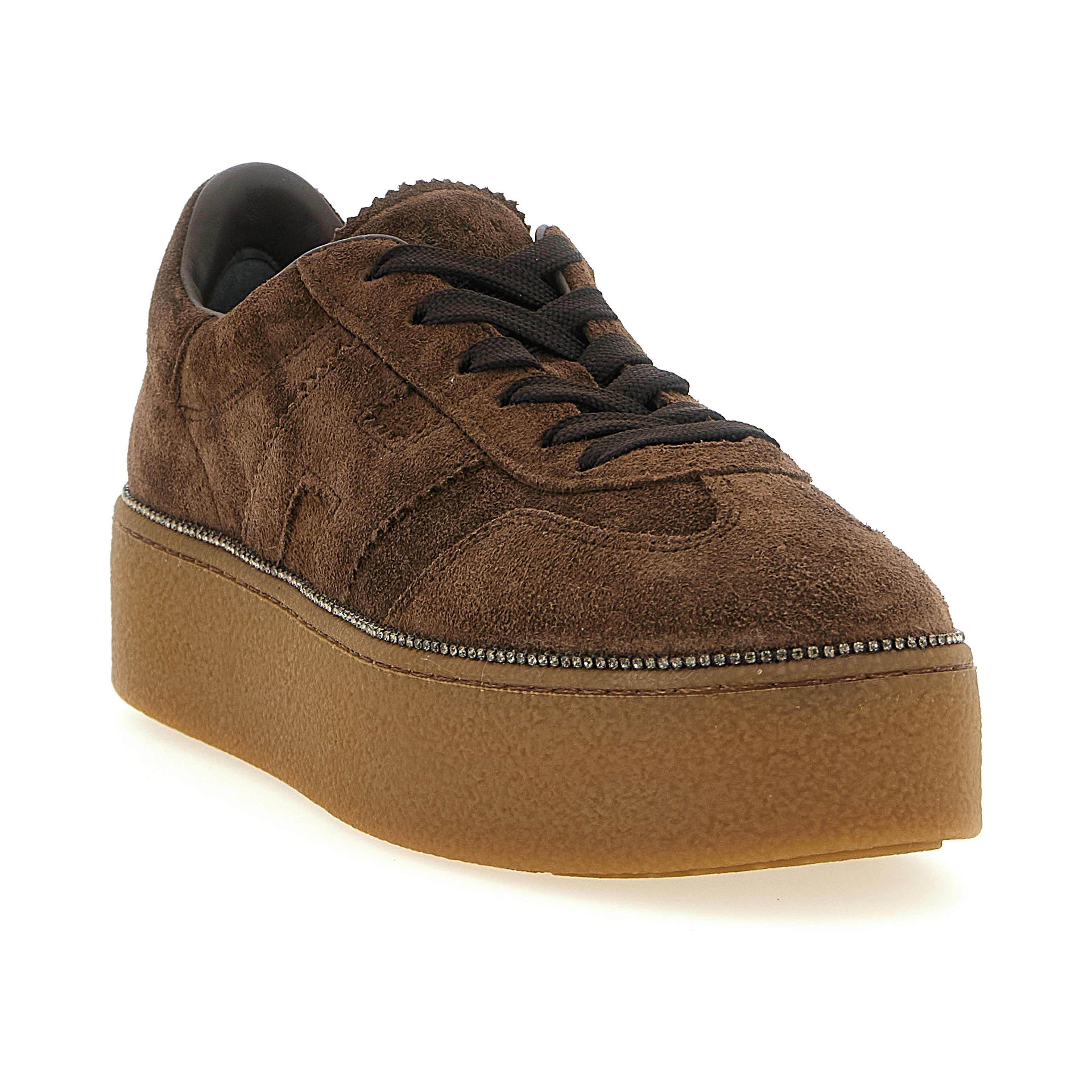 Brown Calfskin Platform Sneakers