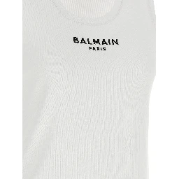 White Cotton Sleeveles T-Shirt