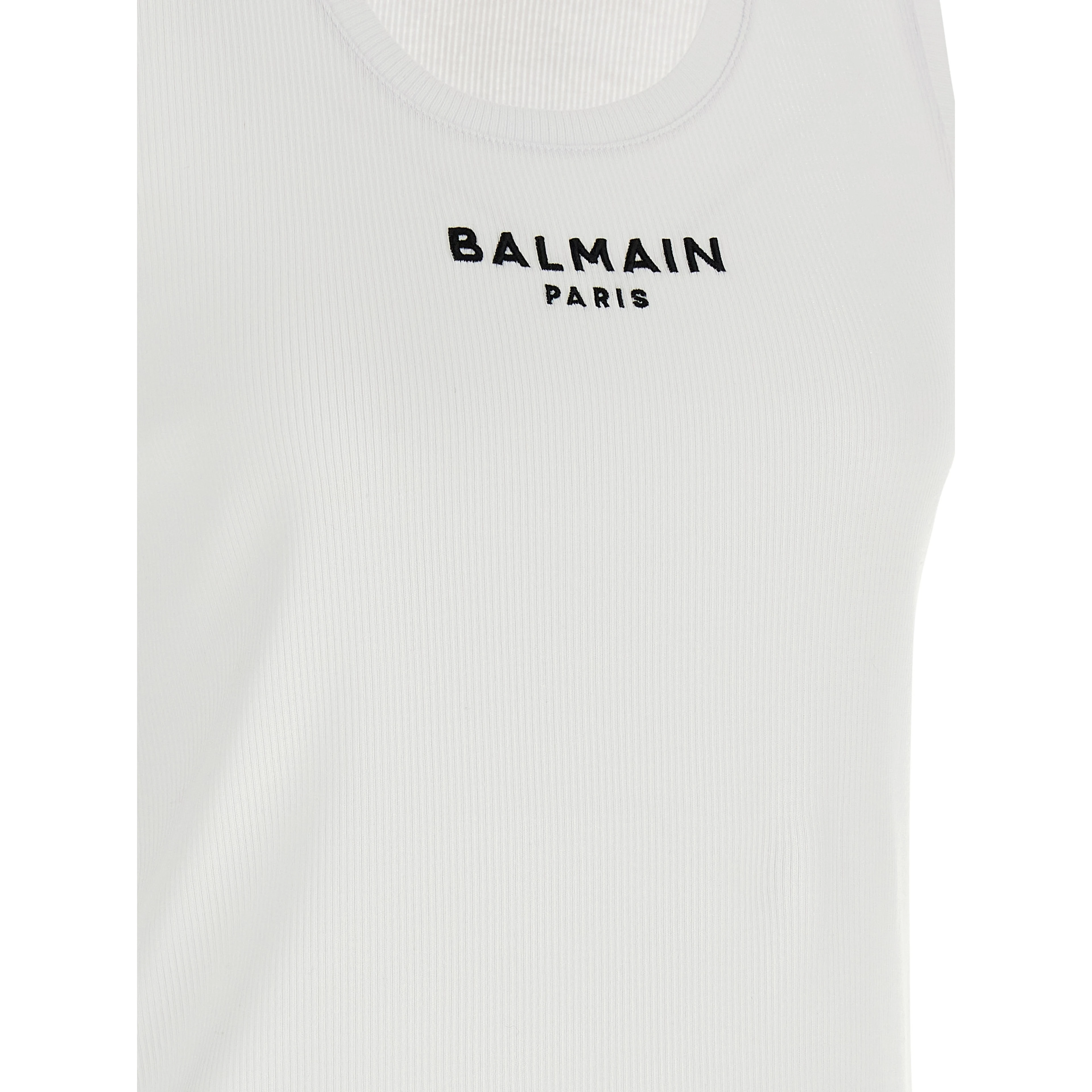 White Cotton Sleeveles T-Shirt