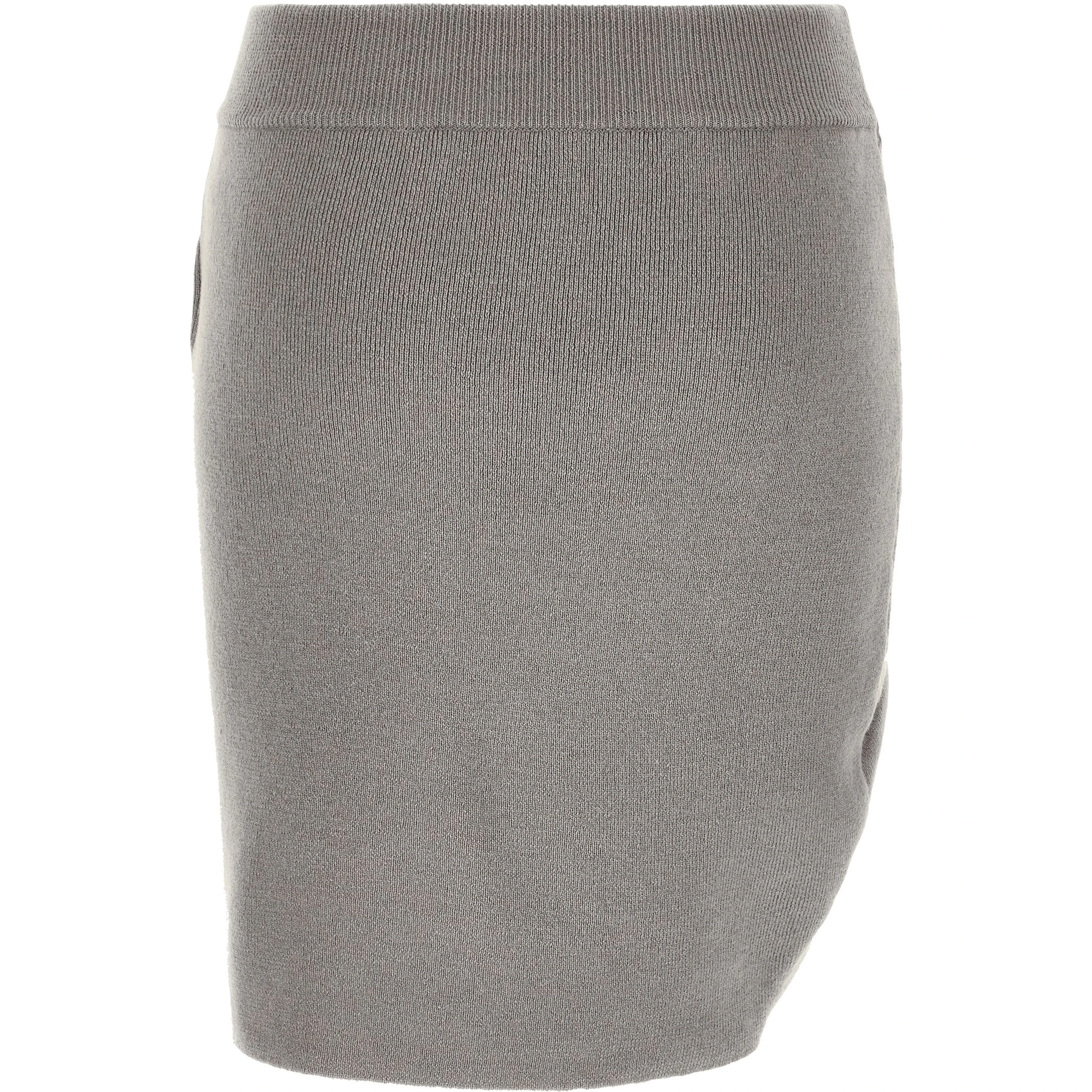 Gray Virgin Wool Long Skirt