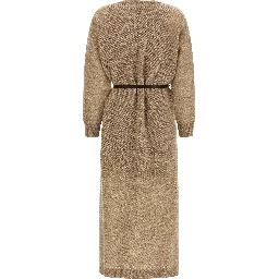 Beige Wool Midi Dress