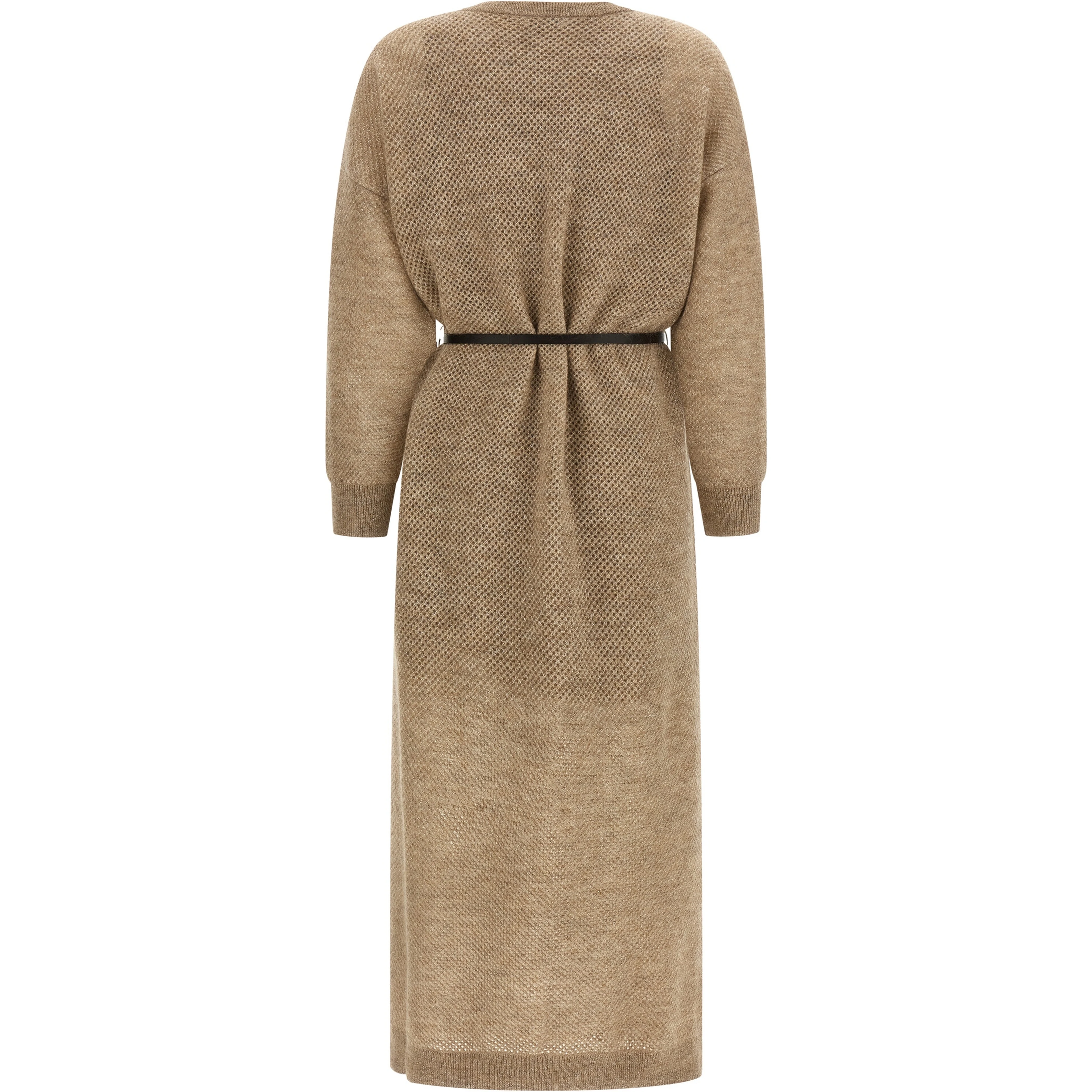 Beige Wool Midi Dress