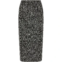 Bicolor Virgin Wool Midi Skirt