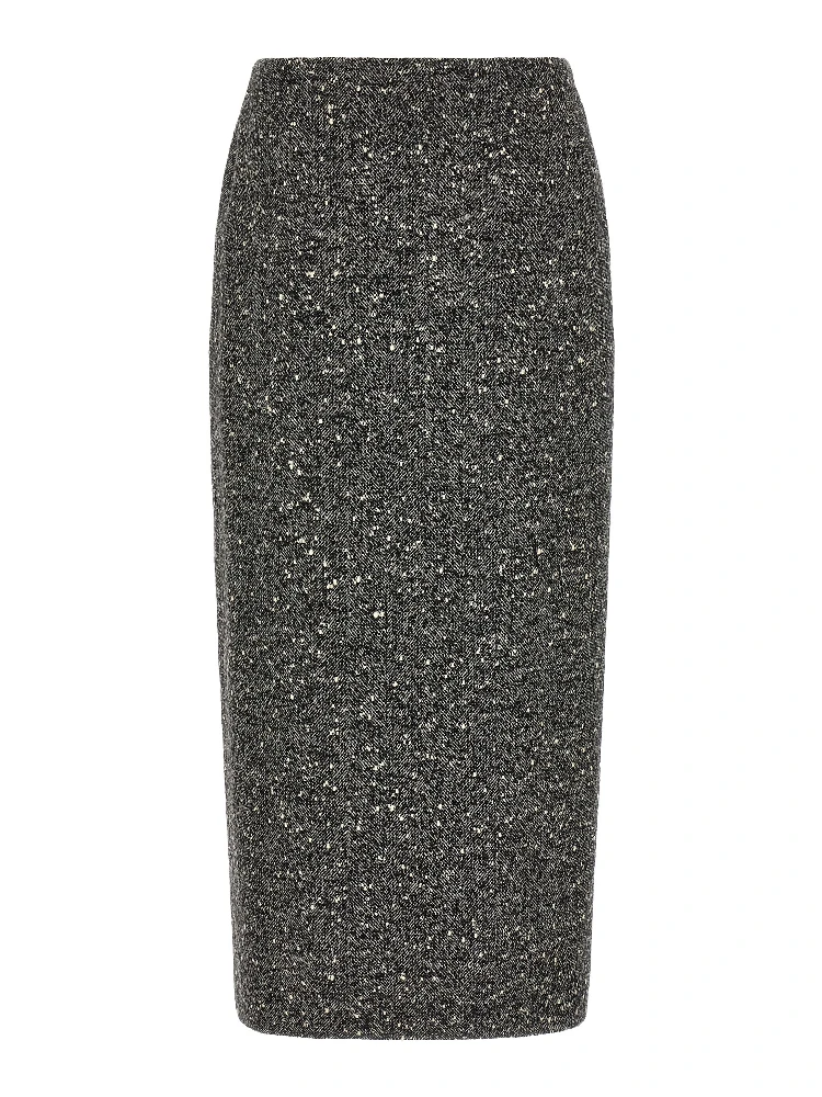 Bicolor Virgin Wool Midi Skirt