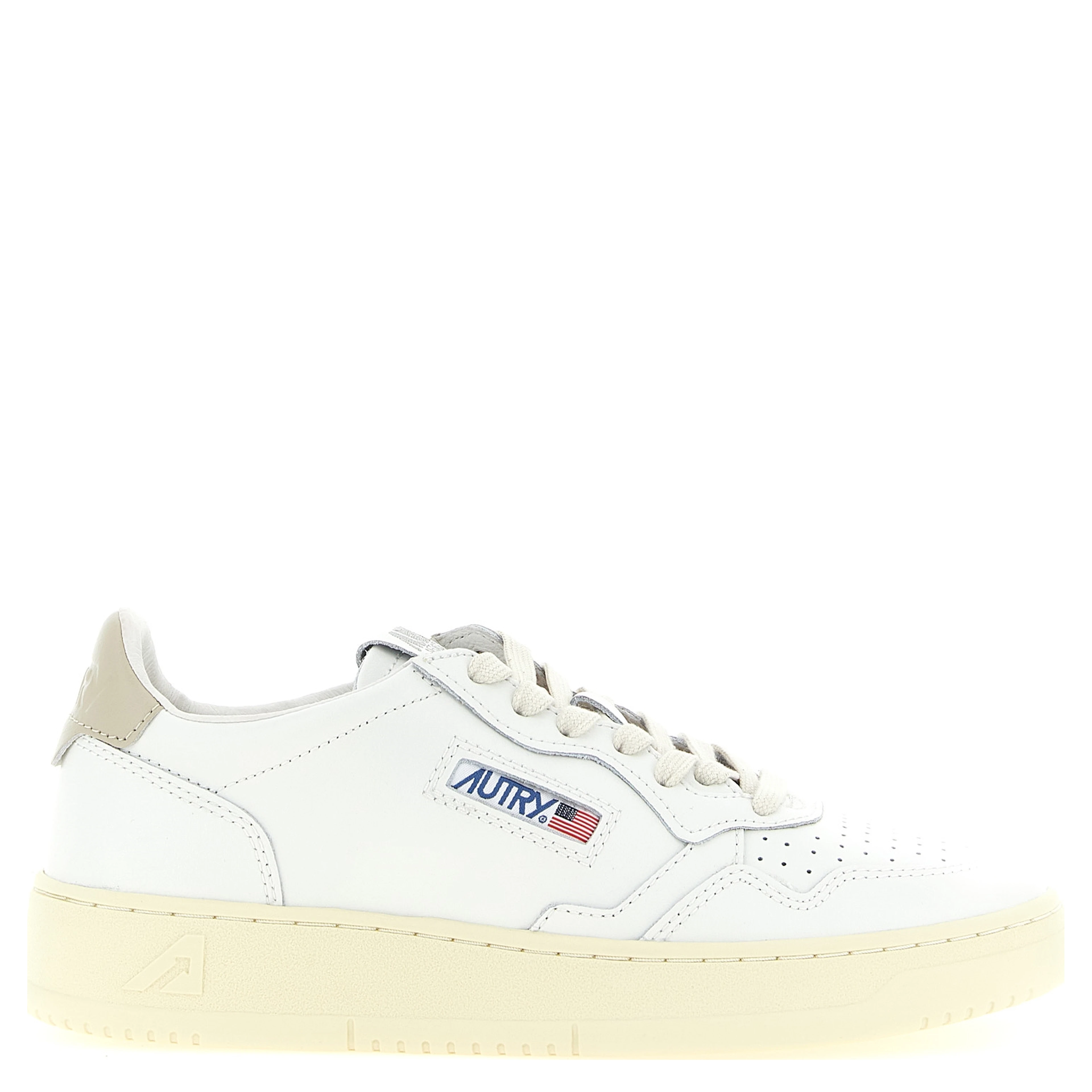 Beige Cowhide Low Top Sneakers