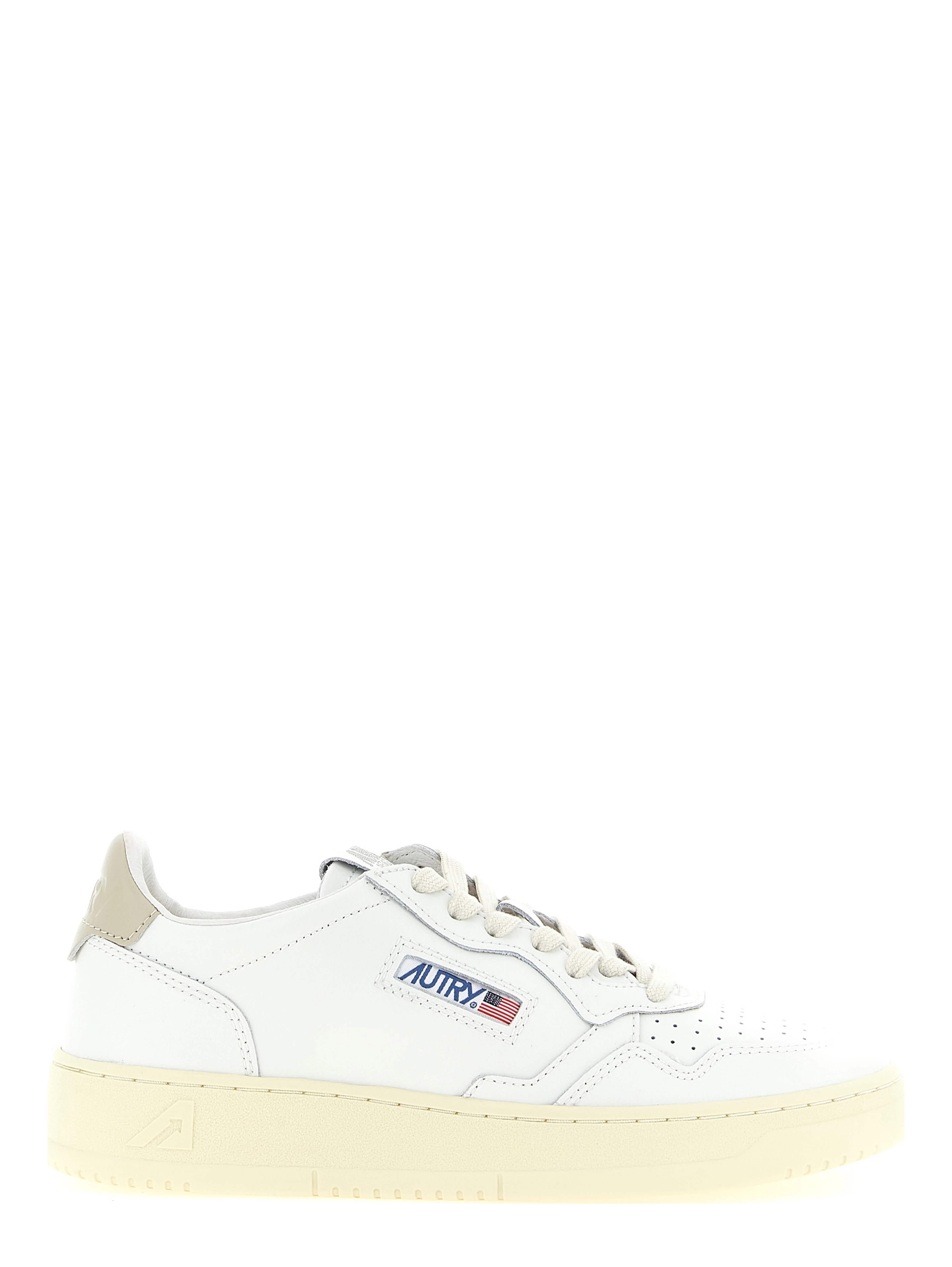 Beige Cowhide Low Top Sneakers