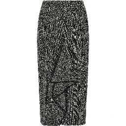 Bicolor Virgin Wool Midi Skirt