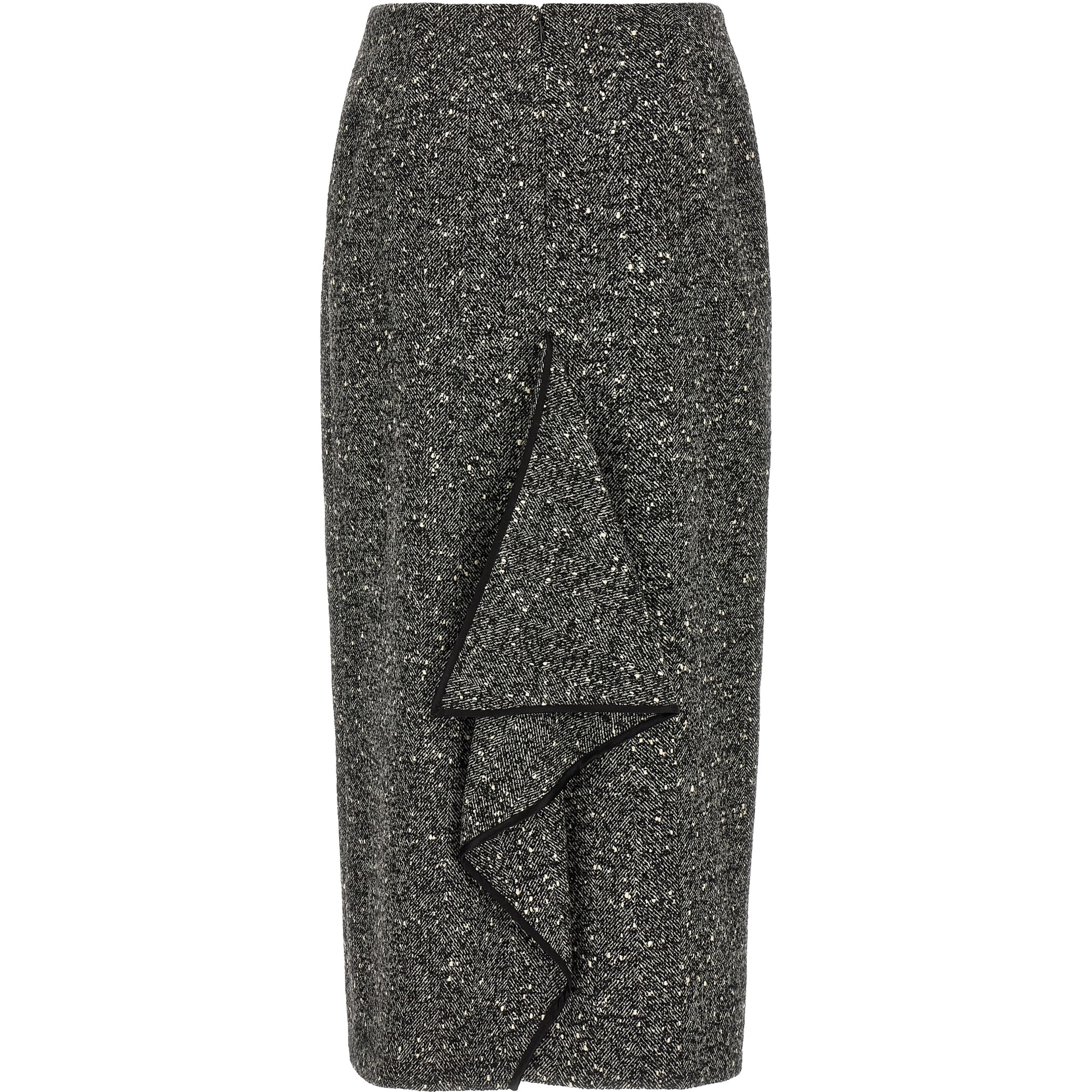 Bicolor Virgin Wool Midi Skirt