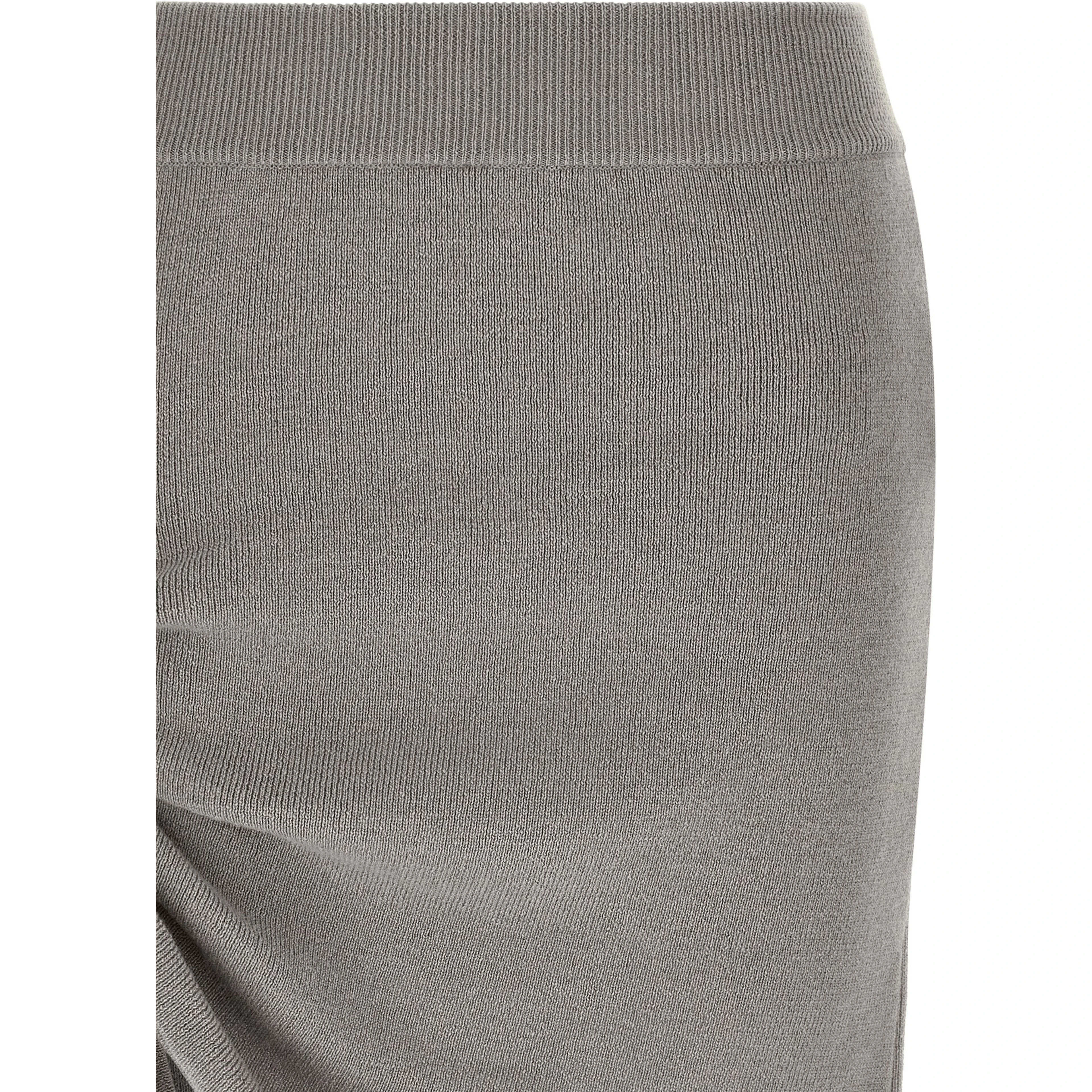 Gray Virgin Wool Long Skirt