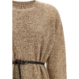 Beige Wool Midi Dress