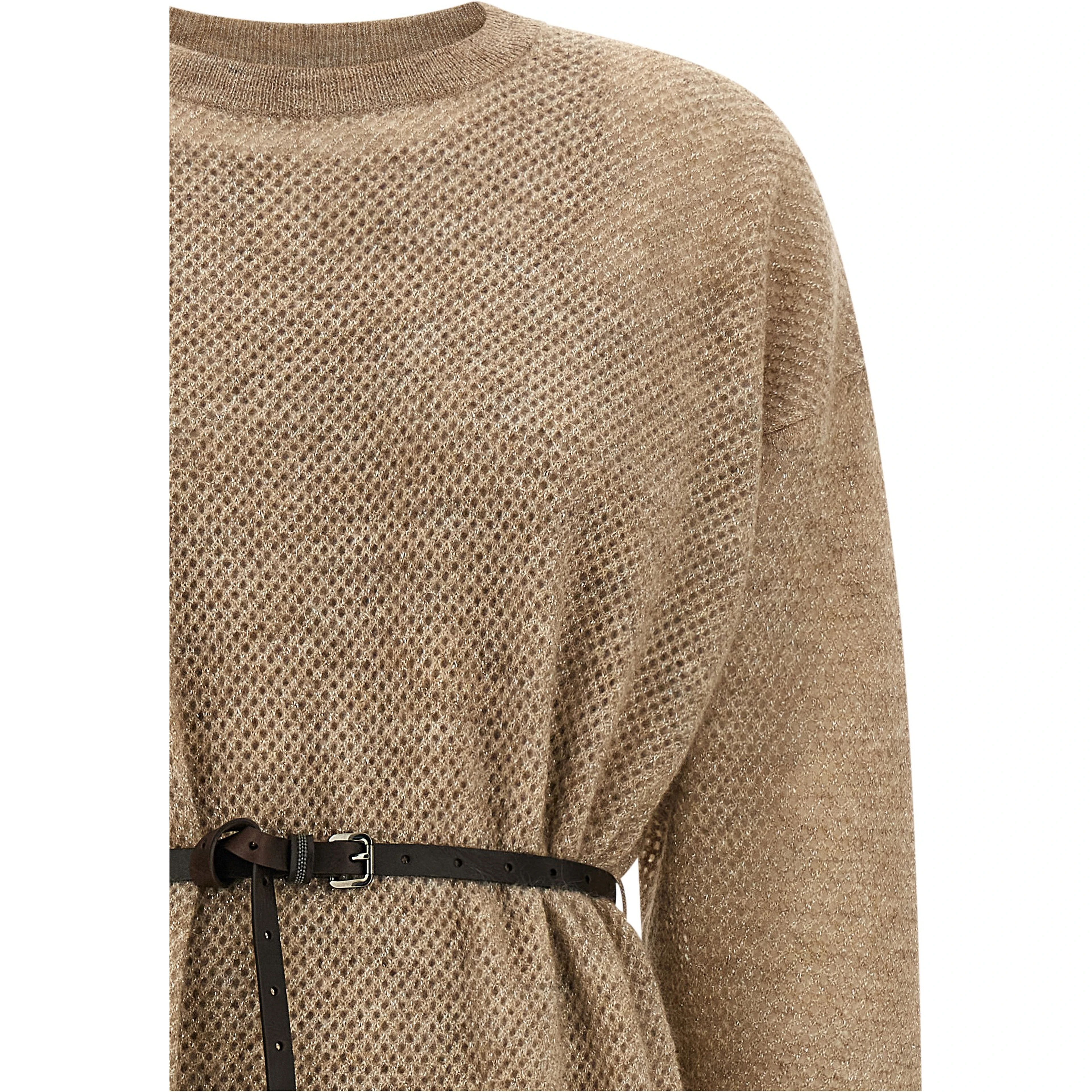 Beige Wool Midi Dress