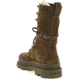 Brown Leather Lace-Up Boots