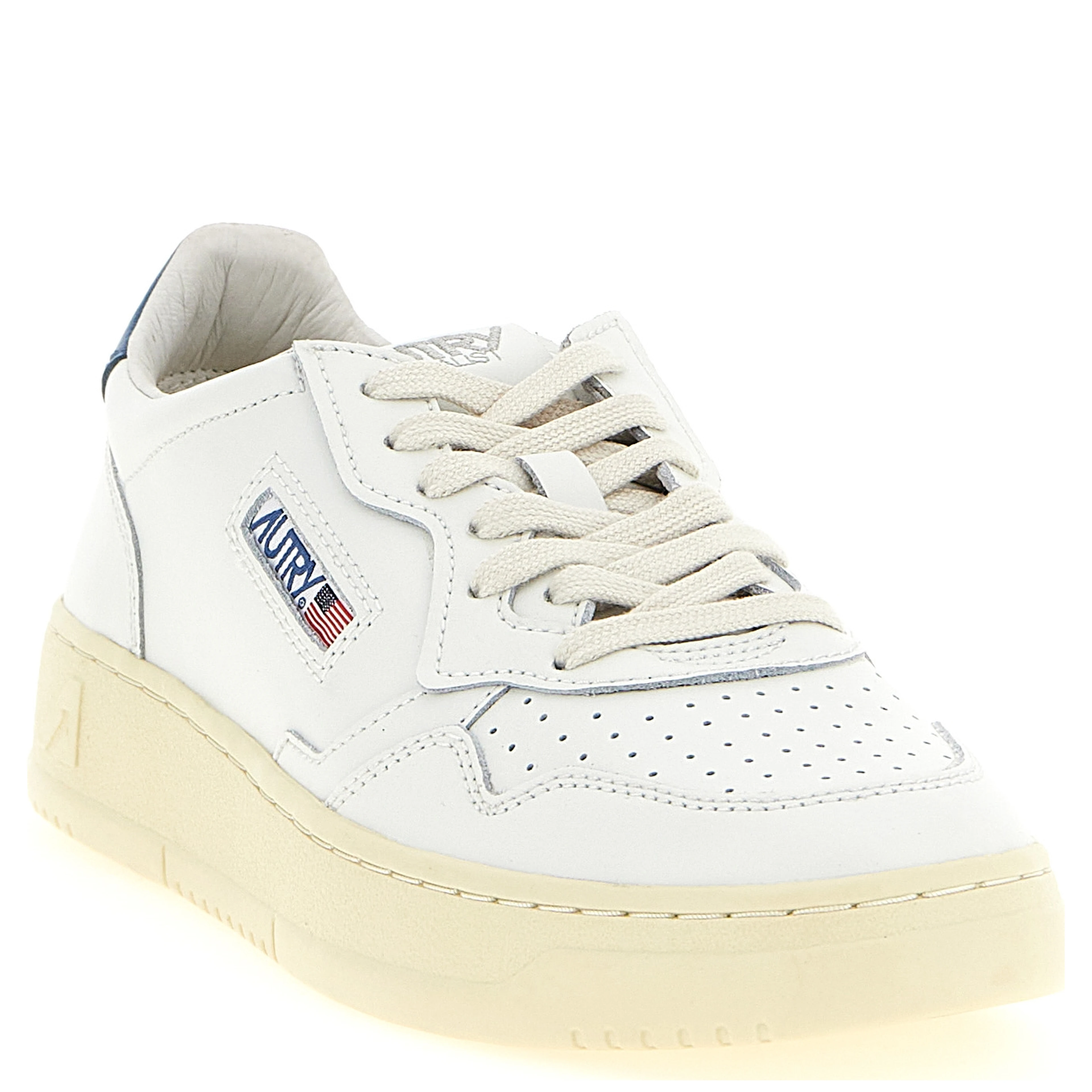 Blue Cowhide Low Top Sneakers
