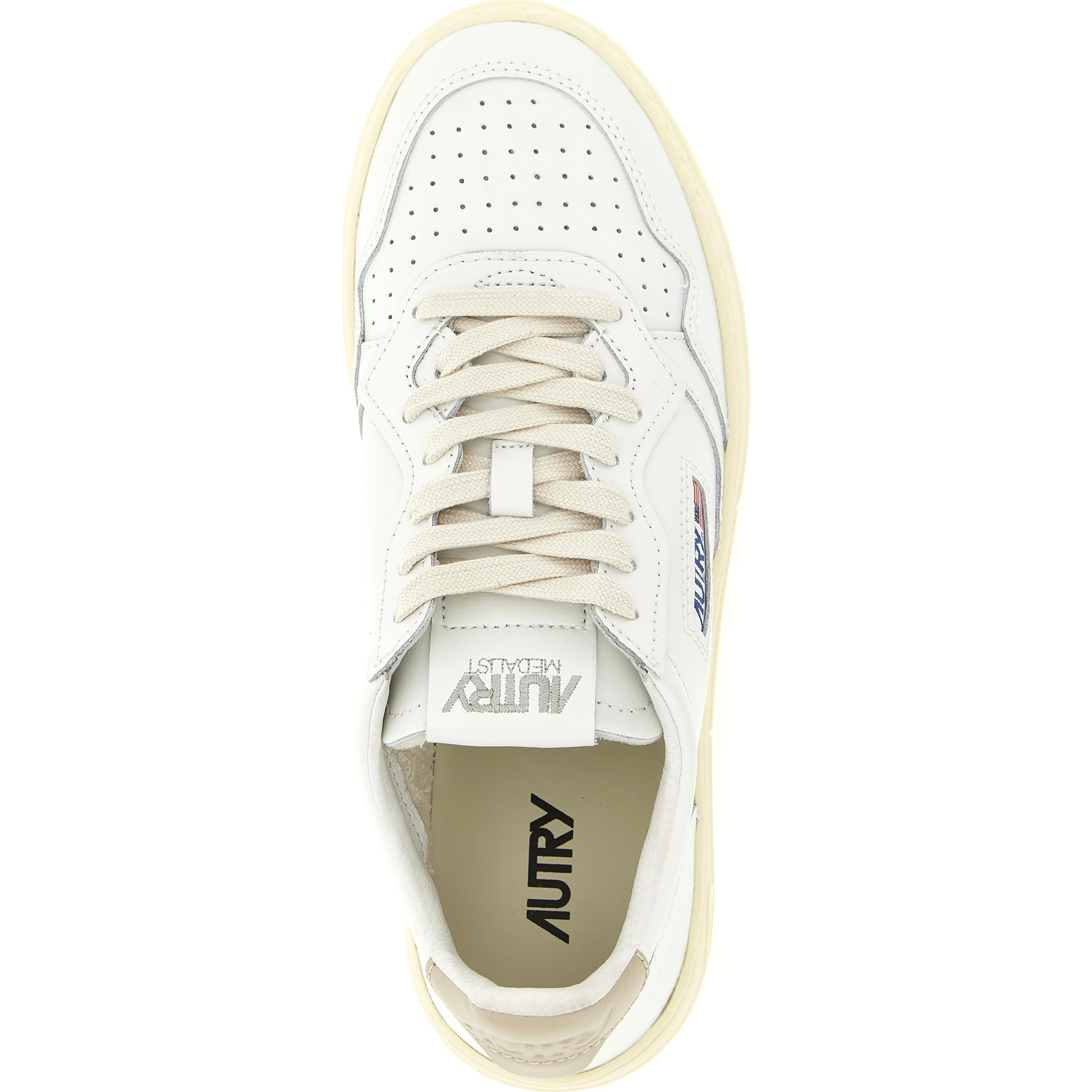 Beige Cowhide Low Top Sneakers