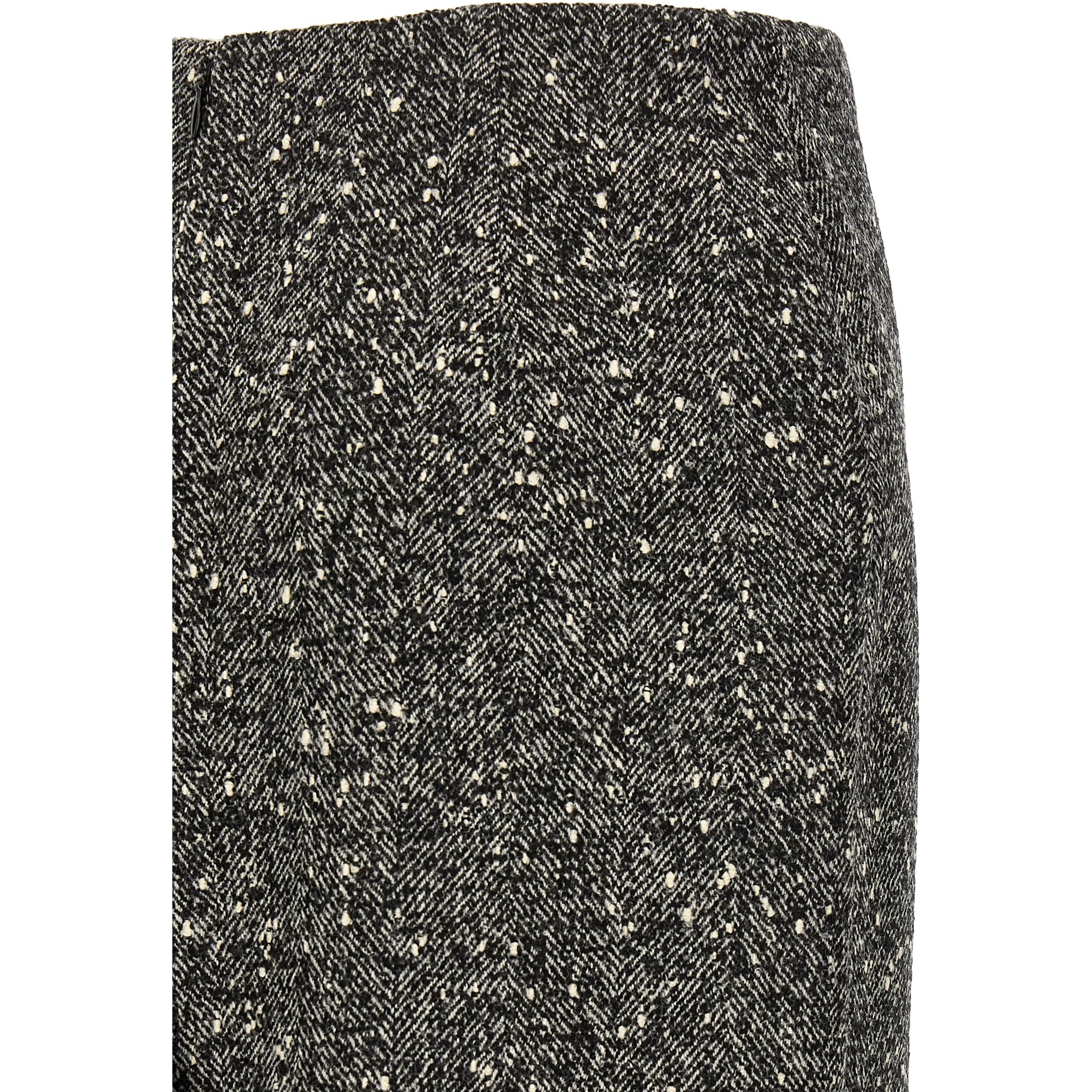 Bicolor Virgin Wool Midi Skirt