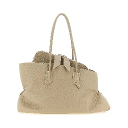Beige Bovine Leather Shoulder Bag