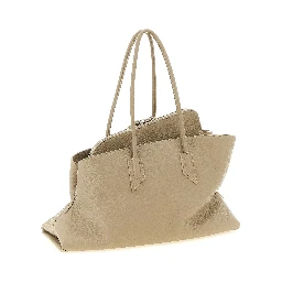 Beige Bovine Leather Shoulder Bag
