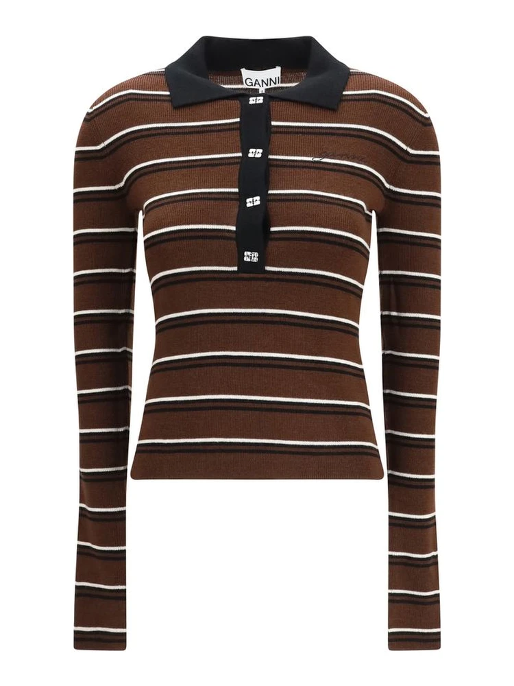 Brown Wool Oves Aries Polo Shirt