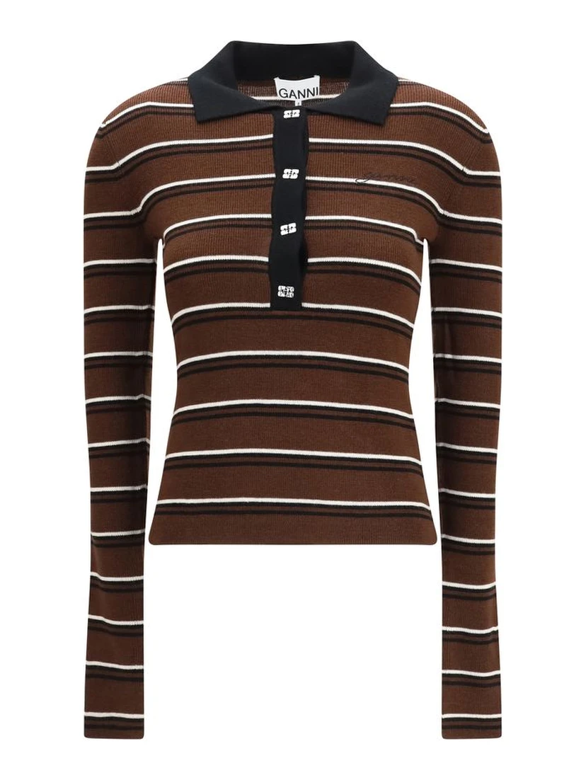 Brown Wool Oves Aries Polo Shirt