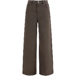 Brown Cotton Casual Pants