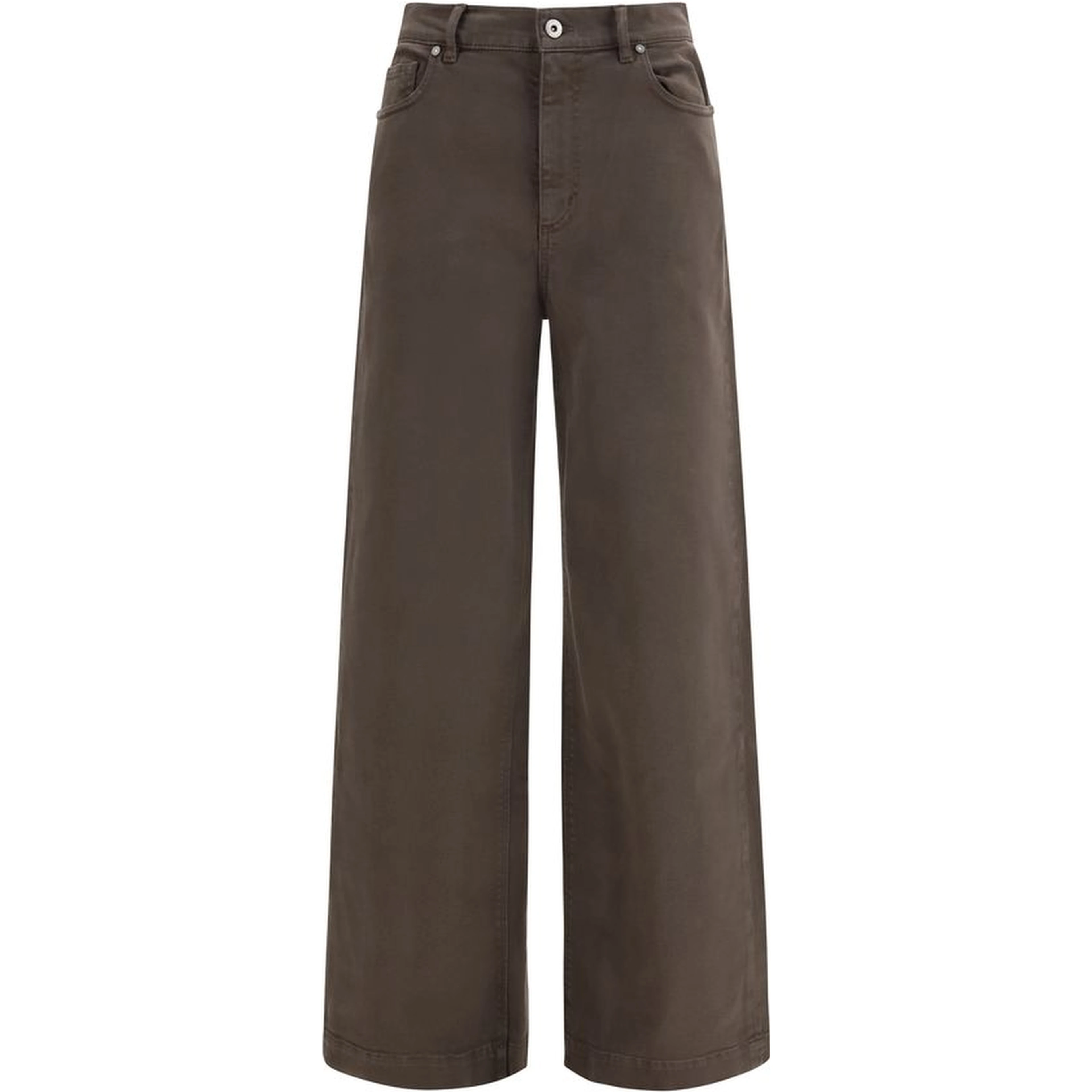 Brown Cotton Casual Pants