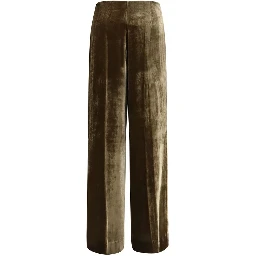 Brown Viscose Casual Pants