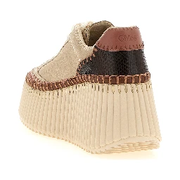 Beige Polyester Wedge Sandals
