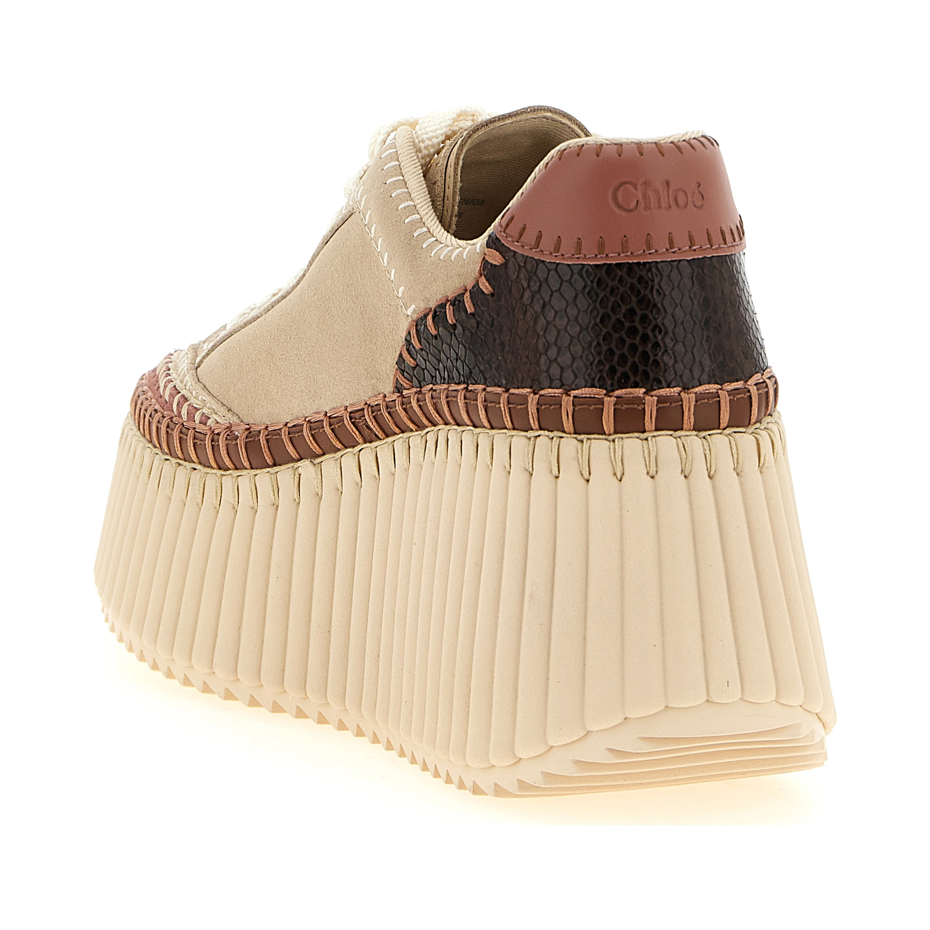 Beige Polyester Wedge Sandals