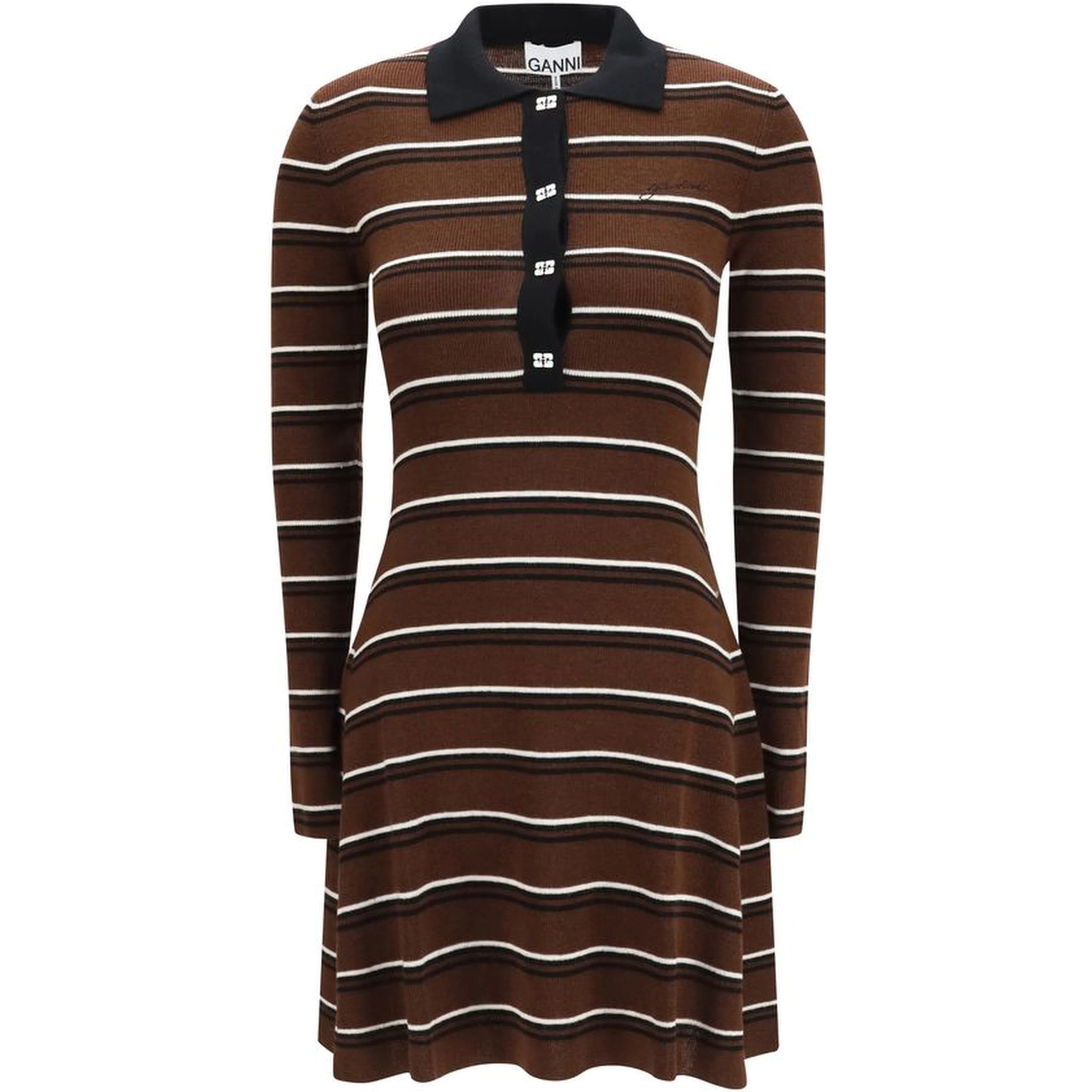 Brown Wool Oves Aries Casual Dress