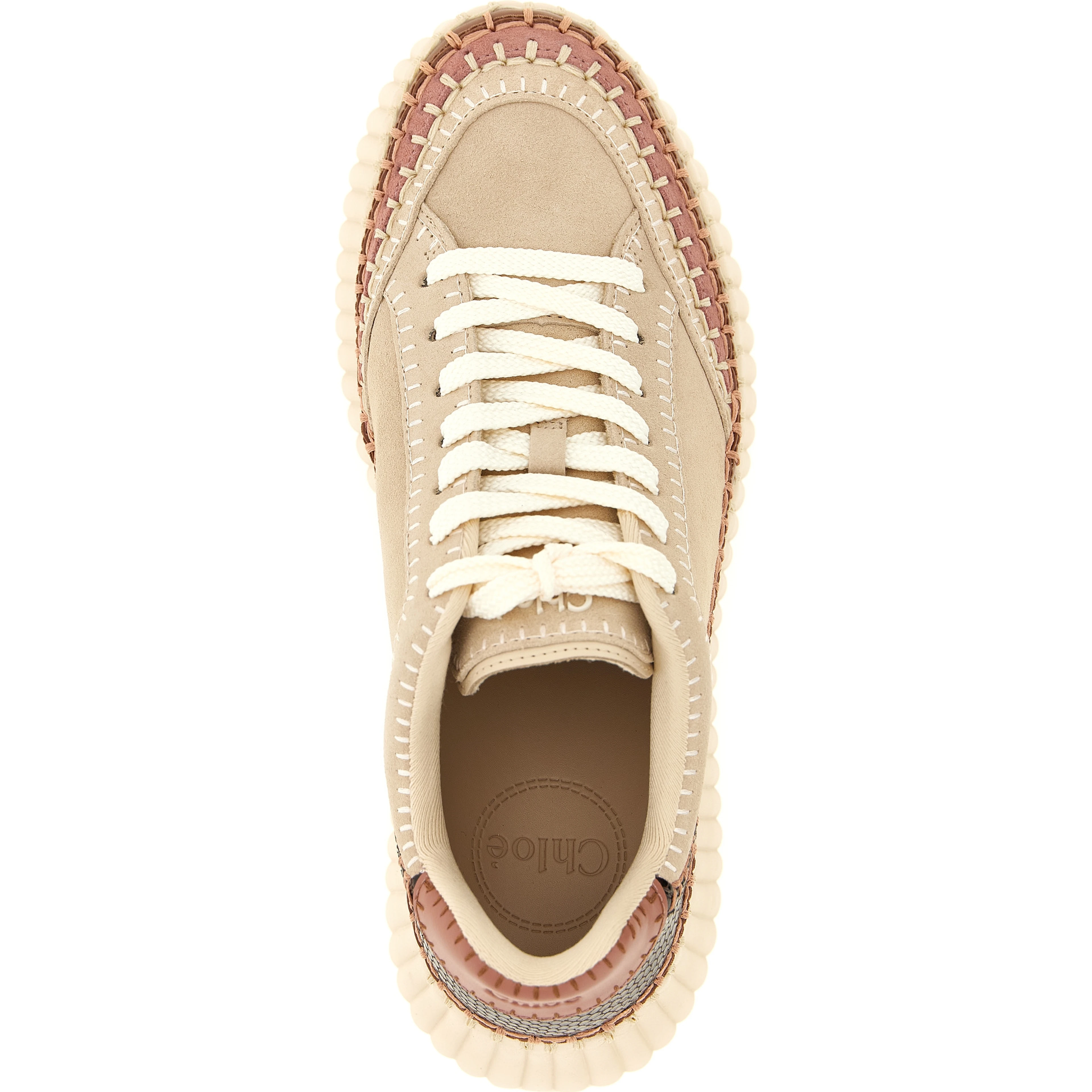 Beige Polyester Wedge Sandals