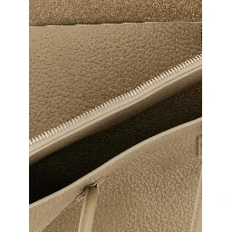 Beige Bovine Leather Shoulder Bag