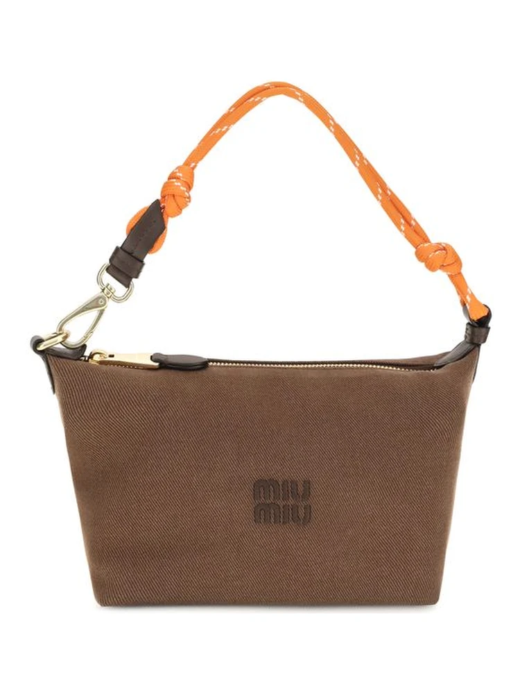 Brown Cotton Shoulder Bag