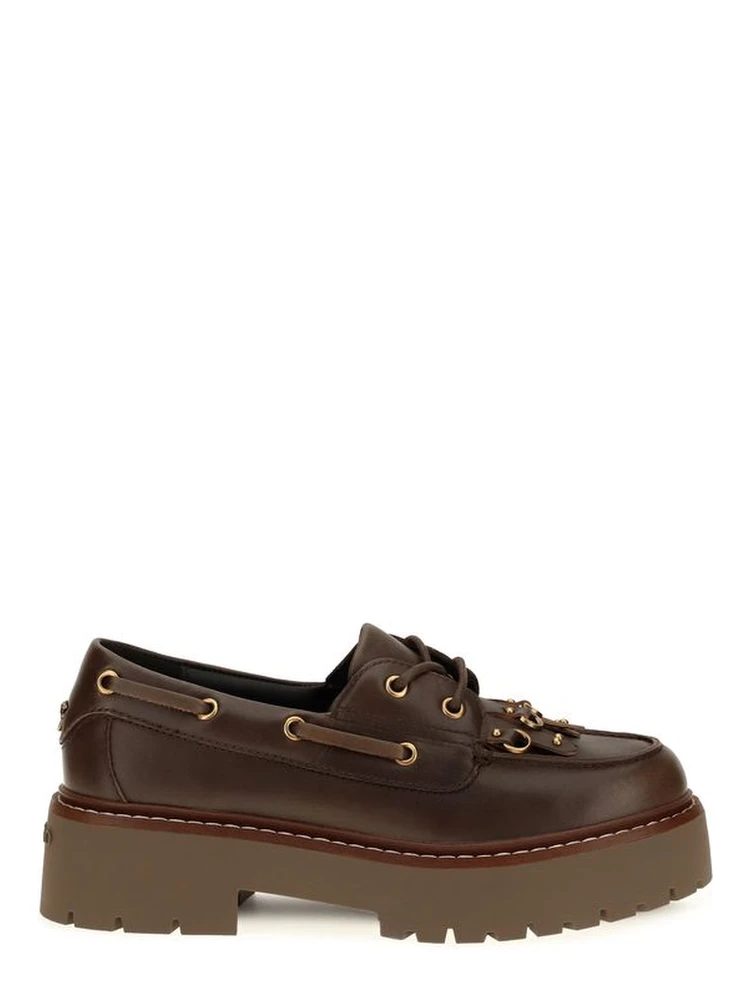 Brown Calf Leather Bos Taurus Platform Loafers