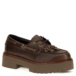 Brown Calf Leather Bos Taurus Platform Loafers