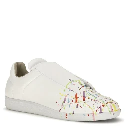 White Calf Leather Bos Taurus Low Top Sneakers