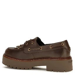 Brown Calf Leather Bos Taurus Platform Loafers